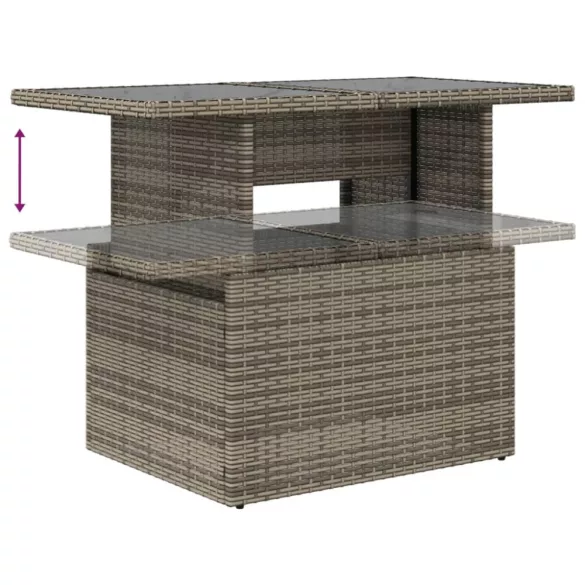11 részes szürke polyrattan kerti ülőgarnitúra párnákkal