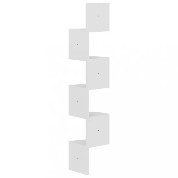 fehér szerelt fa fali sarokpolc 19 x 19 x 123 cm