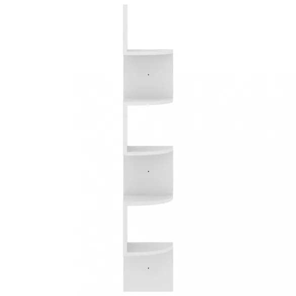 fehér szerelt fa fali sarokpolc 19 x 19 x 123 cm