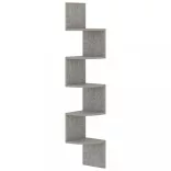 betonszürke szerelt fa fali sarokpolc 19 x 19 x 123 cm