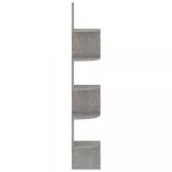betonszürke szerelt fa fali sarokpolc 19 x 19 x 123 cm