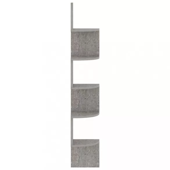 betonszürke szerelt fa fali sarokpolc 19 x 19 x 123 cm