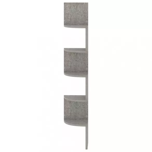 betonszürke szerelt fa fali sarokpolc 19 x 19 x 123 cm