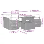 7 részes szürke polyrattan kerti ülőgarnitúra párnákkal