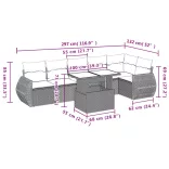 7 részes fekete polyrattan kerti ülőgarnitúra párnával