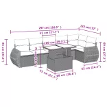 7 részes fekete polyrattan kerti ülőgarnitúra párnával