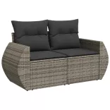 11 részes szürke polyrattan kerti ülőgarnitúra párnákkal