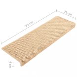 15 db szizál hatású világos bézsszínű lépcsőszőnyeg 65x21x4 cm