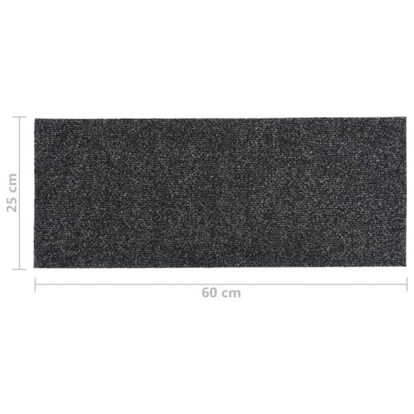 15 db öntapadós lépcsőszőnyeg, 60 x 25 cm, sötétszürke, téglalap alakú