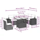 7 részes fekete polyrattan kerti ülőgarnitúra párnával