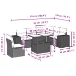 7 részes bézs polyrattan kerti ülőgarnitúra párnákkal