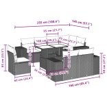 9 részes szürke polyrattan kerti ülőgarnitúra párnákkal