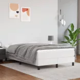 fehér műbőr rugós ágy matraccal 120x190 cm