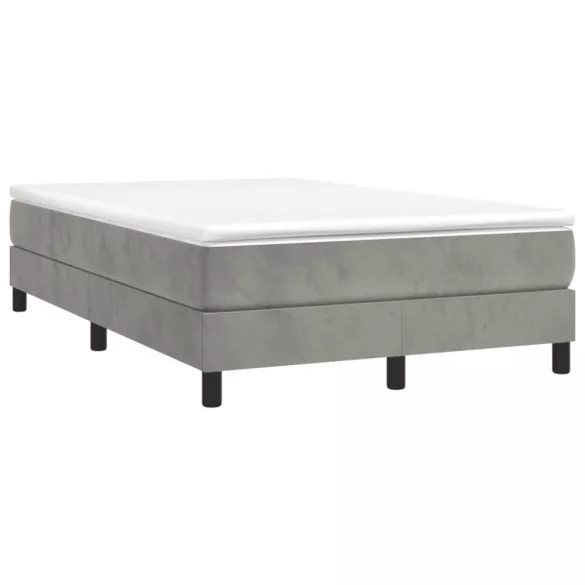 világosszürke bársony rugós ágy matraccal 120 x 190 cm