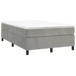 világosszürke bársony rugós ágy matraccal 120 x 190 cm