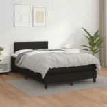 fekete műbőr rugós ágy matraccal 120x190 cm
