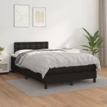 fekete műbőr rugós ágy matraccal 120x190 cm