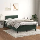 sötétzöld bársony rugós ágy matraccal 120x190 cm