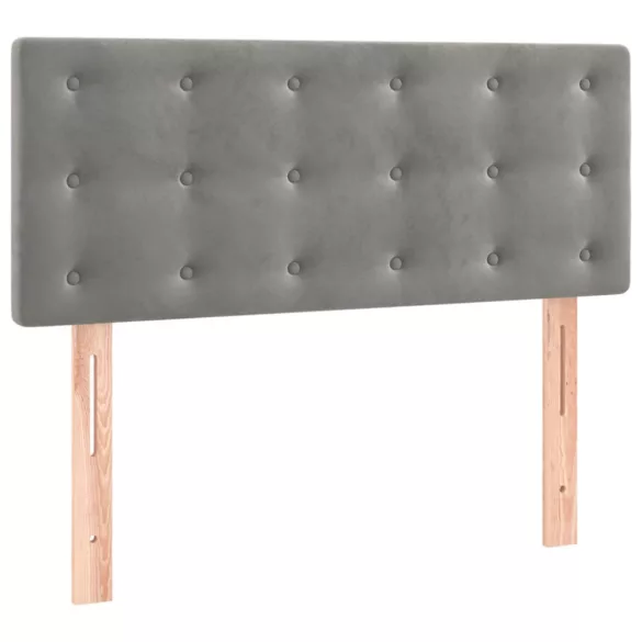 világosszürke bársony rugós ágy matraccal 120 x 190 cm