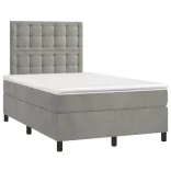 világosszürke bársony rugós ágy matraccal 120 x 190 cm