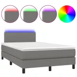 sötétszürke szövet rugós és LED-es ágy matraccal 120x190 cm