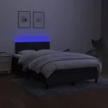 fekete szövet rugós és LED-es ágy matraccal 120x190 cm