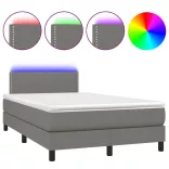 sötétszürke szövet rugós és LED-es ágy matraccal 120x190 cm