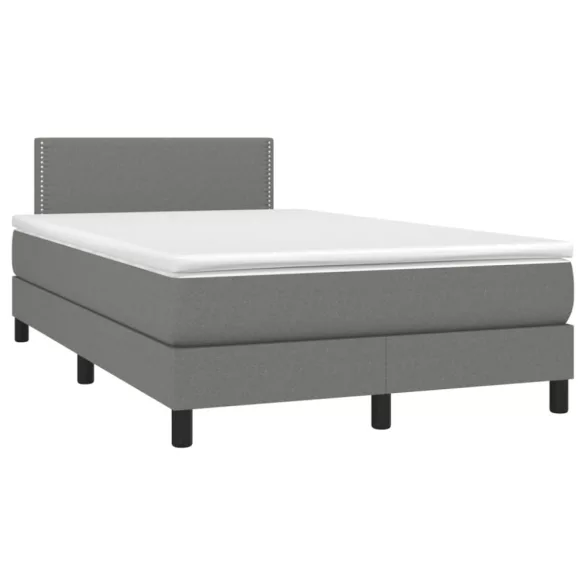 sötétszürke szövet rugós és LED-es ágy matraccal 120x190 cm