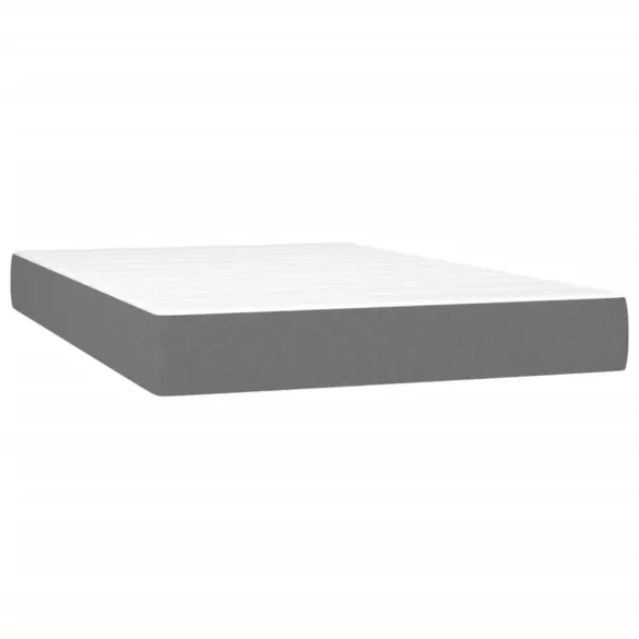 sötétszürke szövet rugós és LED-es ágy matraccal 120x190 cm