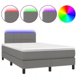 sötétszürke szövet rugós és LED-es ágy matraccal 120x190 cm