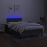 sötétszürke szövet rugós és LED-es ágy matraccal 120x190 cm