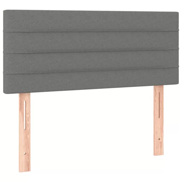 sötétszürke szövet rugós és LED-es ágy matraccal 120x190 cm