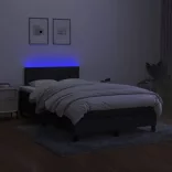 fekete szövet rugós és LED-es ágy matraccal 120x190 cm