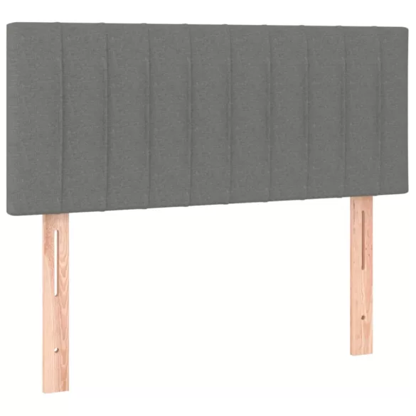 sötétszürke szövet rugós és LED-es ágy matraccal 120x190 cm