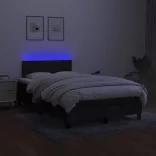 fekete szövet rugós és LED-es ágy matraccal 120x190 cm