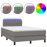 sötétszürke szövet rugós és LED-es ágy matraccal 120x190 cm