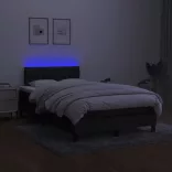 fekete szövet rugós és LED-es ágy matraccal 120x190 cm