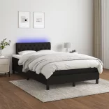 fekete szövet rugós és LED-es ágy matraccal 120x190 cm