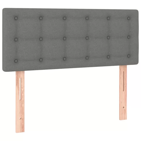 sötétszürke szövet rugós és LED-es ágy matraccal 120x190 cm