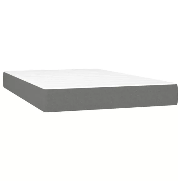 sötétszürke szövet rugós és LED-es ágy matraccal 120x190 cm