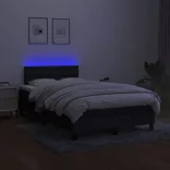 fekete szövet rugós és LED-es ágy matraccal 120x190 cm