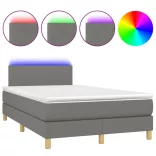 sötétszürke szövet rugós és LED-es ágy matraccal 120x190 cm