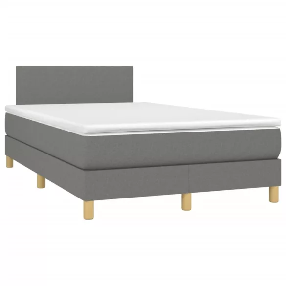 sötétszürke szövet rugós és LED-es ágy matraccal 120x190 cm