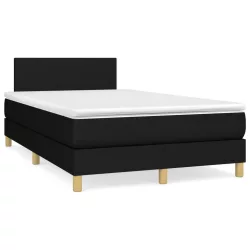 fekete szövet rugós és LED-es ágy matraccal 120x190 cm