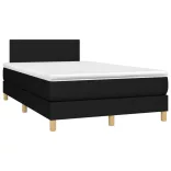 fekete szövet rugós és LED-es ágy matraccal 120x190 cm