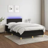 fekete szövet rugós és LED-es ágy matraccal 120x190 cm