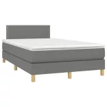 sötétszürke szövet rugós és LED-es ágy matraccal 120x190 cm