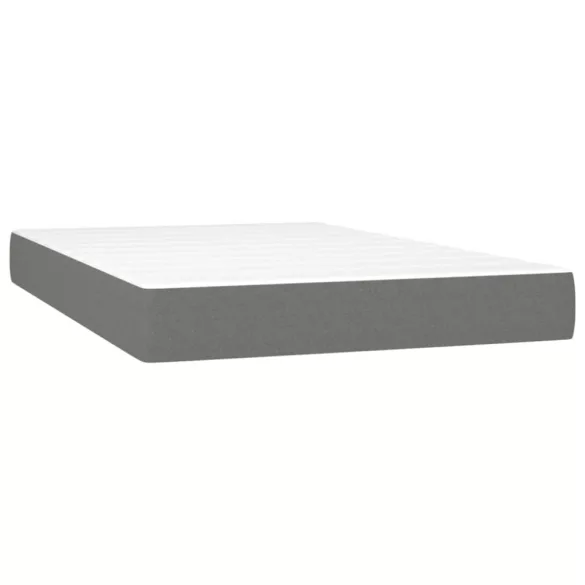 sötétszürke szövet rugós és LED-es ágy matraccal 120x190 cm