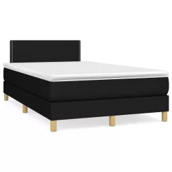 fekete szövet rugós és LED-es ágy matraccal 120x190 cm