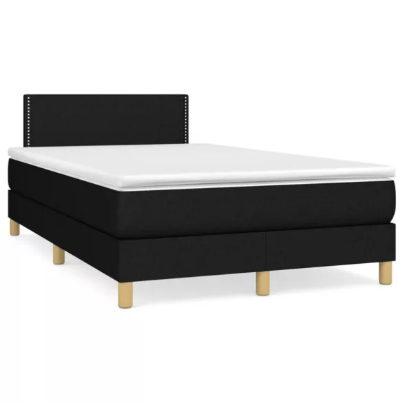 fekete szövet rugós és LED-es ágy matraccal 120x190 cm